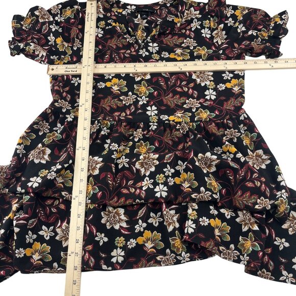 AGB Short Sleeve Dress Medium Black W Multi Floral Print - Picture 4 of 6